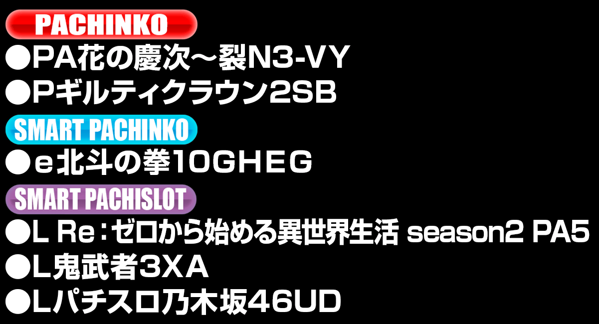 新台入替ラインナップ！