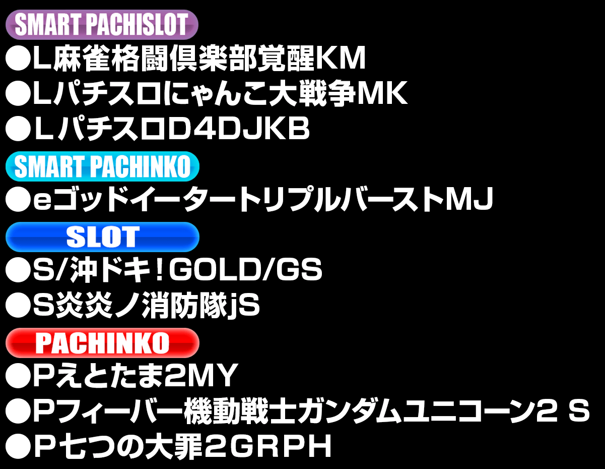 新台入替ラインナップ！