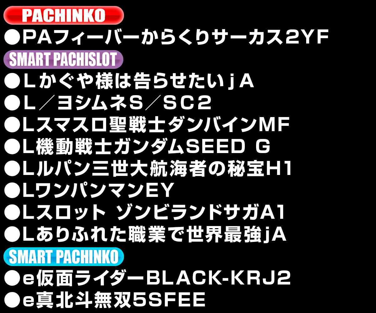 新台入替ラインナップ！