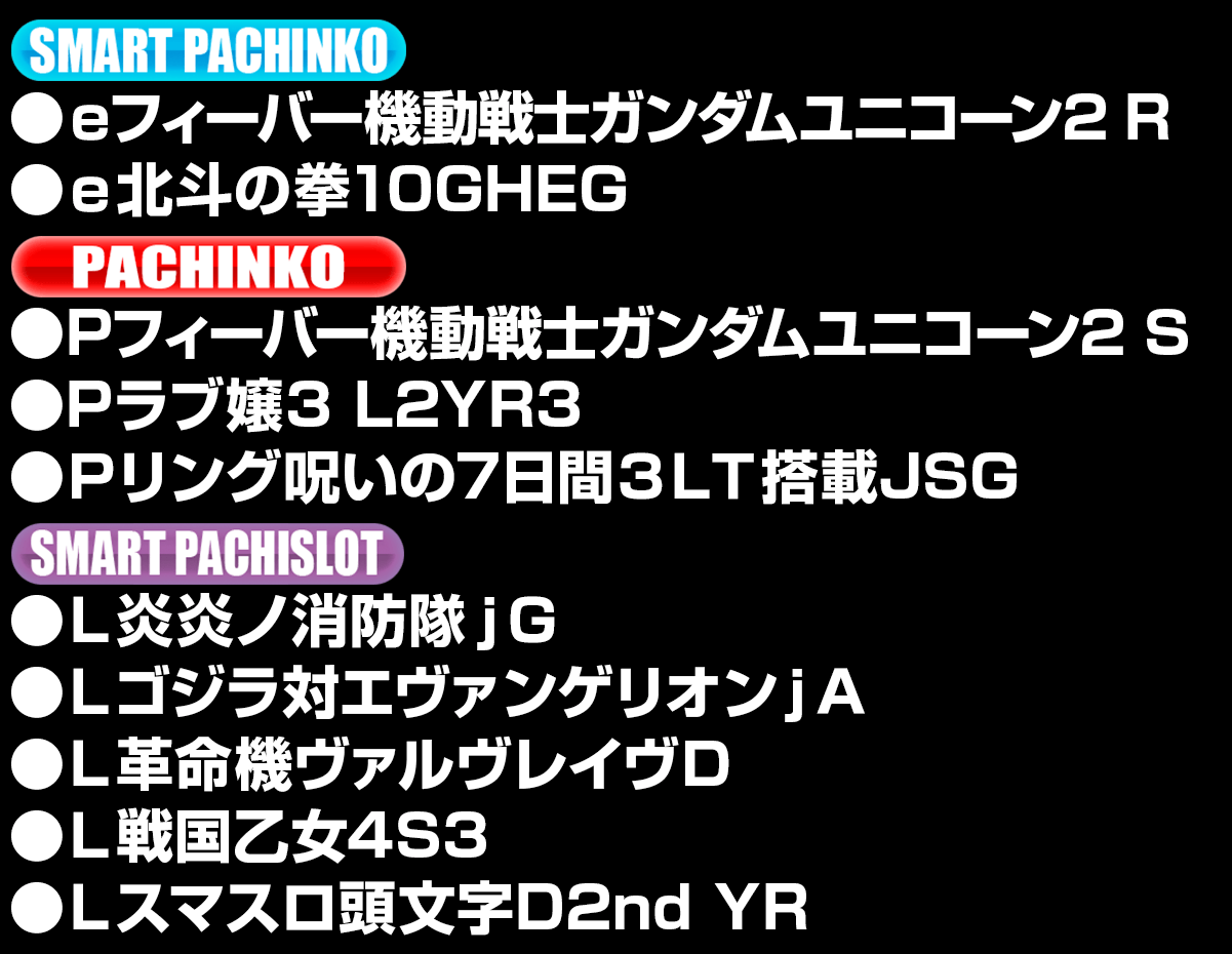 新台入替ラインナップ！