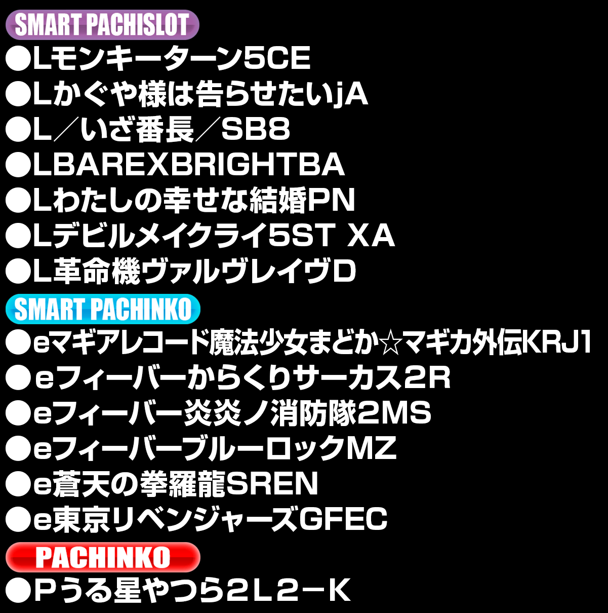 新台入替ラインナップ！