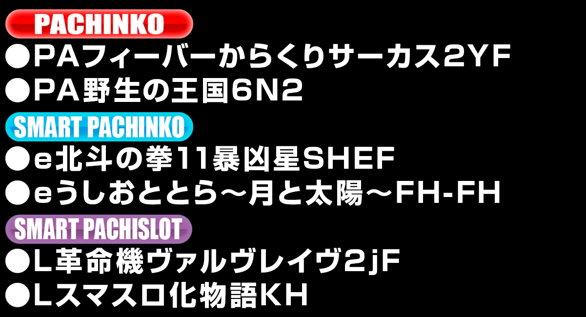 新台入替ラインナップ！